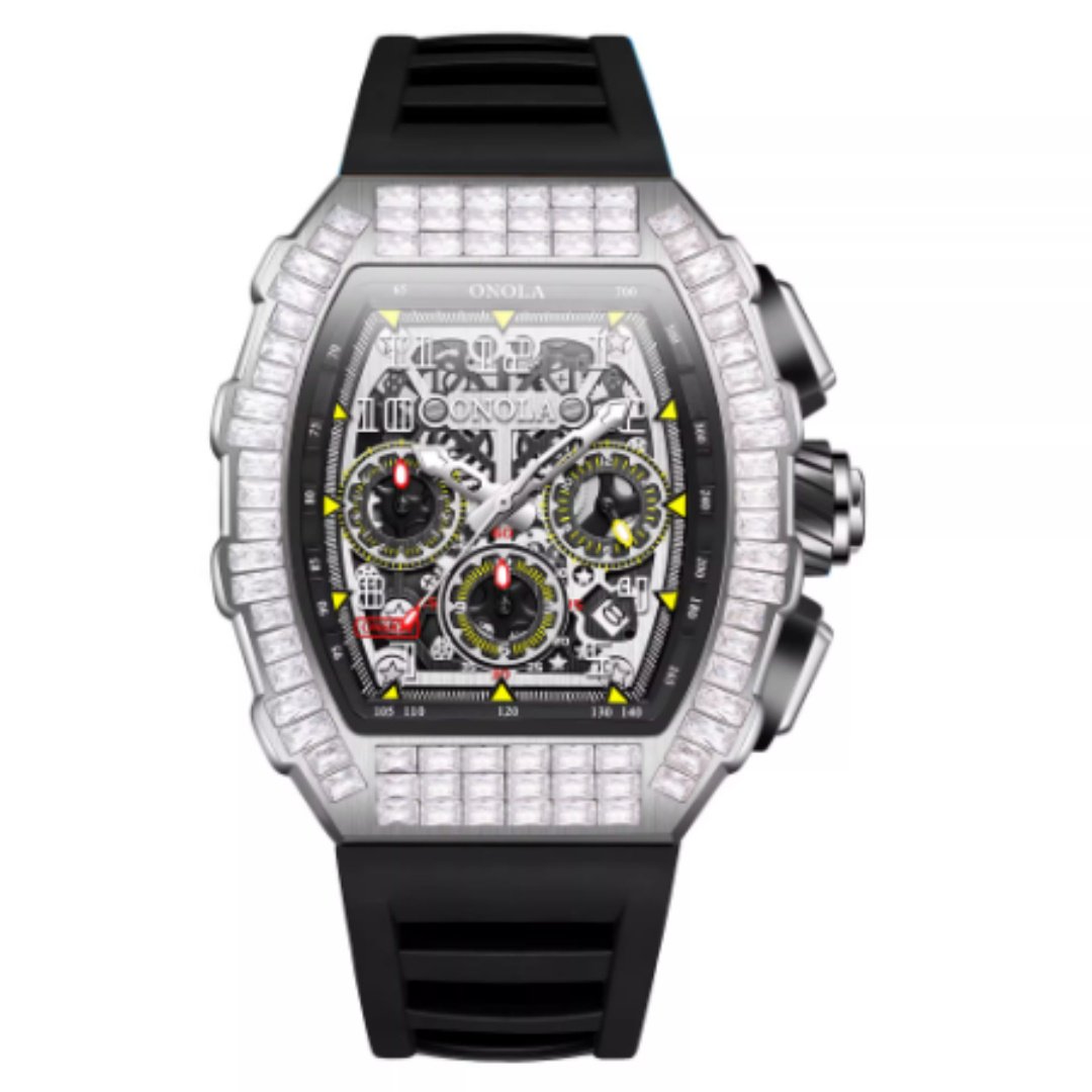 Men's Luxury Square Diamond Watch With Star Pattern - Image 3